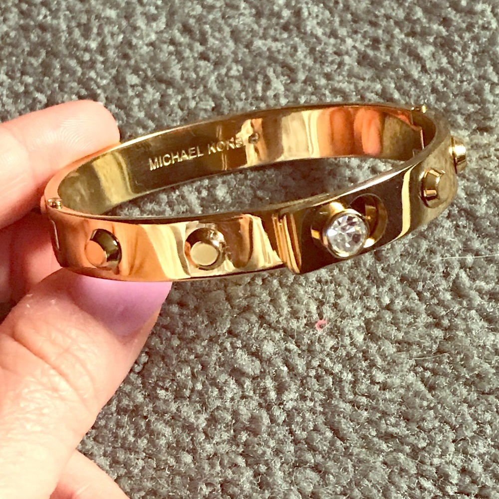 MK ASTOR GOLD CRYSTAL STUDDED BANGLE BRACELET